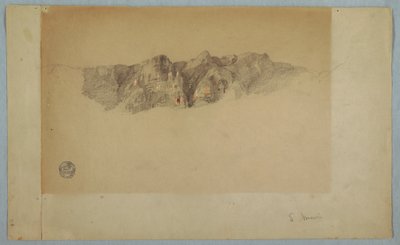 Rysunek przedstawiający część pasma górskiego, prawdopodobnie Ekwador lub Kolumbia, 1853 lub 1857 r. autorstwa Frederic Edwin Church