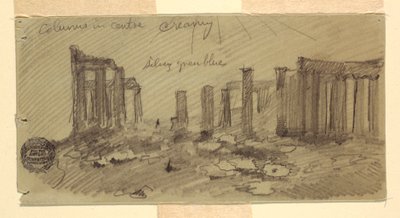 Rysunek, Partenon, Ateny od zachodu, kwiecień 1869 r. autorstwa Frederic Edwin Church