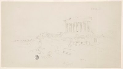 Rysunek, Partenon i Erektion, Ateny, kwiecień 1869 r. autorstwa Frederic Edwin Church