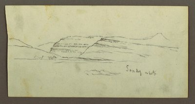 Rysunek, równina i pasmo górskie, prawdopodobnie 1868 r. autorstwa Frederic Edwin Church