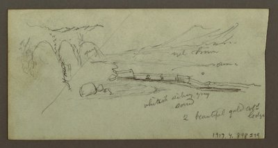 Rysunek, równina i pasmo górskie, prawdopodobnie 1868 r. autorstwa Frederic Edwin Church