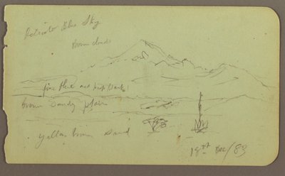 Rysunek, Popocatapel; Verso: Fryz na hotelu Texcoco, 18 grudnia 1883 r. autorstwa Frederic Edwin Church