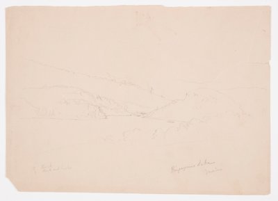 Rysunek, jezioro Ripogenus, ok. 1855 r. autorstwa Frederic Edwin Church