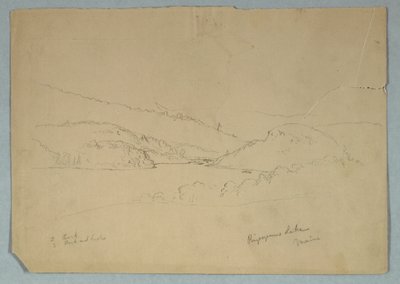 Rysunek, jezioro Ripogenus, ok. 1855 r. autorstwa Frederic Edwin Church