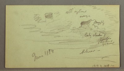 Rysunek, Rzeka przez góry, prawdopodobnie 1874 r. autorstwa Frederic Edwin Church