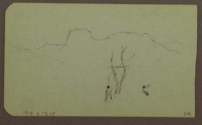 Rysunek, Ściana skalna, pilaster; Verso: Krajobraz górski, postacie, 1883 autorstwa Frederic Edwin Church