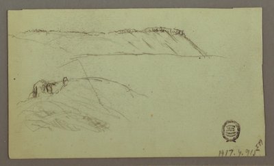 Rysunek, Ruiny otoczone murami, namioty, dwa studia postaci, 28 kwietnia 1868 r. autorstwa Frederic Edwin Church