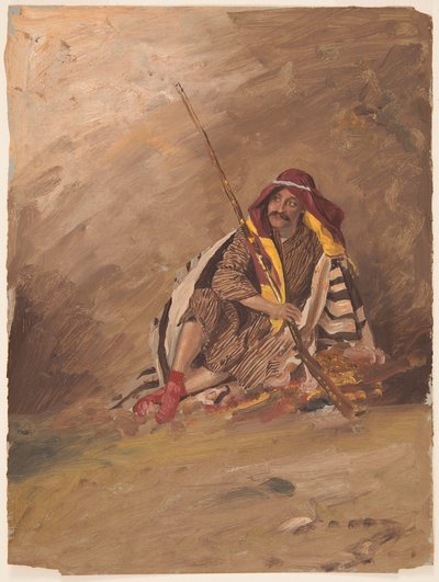 Rysunek, siedzący Beduin, prawdopodobnie luty 1868 r. autorstwa Frederic Edwin Church