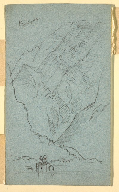 Rysunek, brzeg jeziora Konigssee, B, lipiec 1868 r. autorstwa Frederic Edwin Church