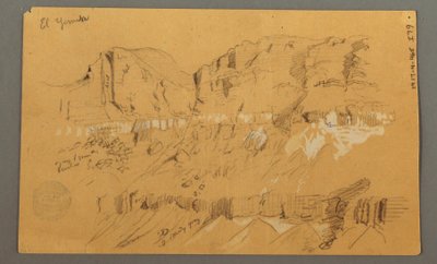 Rysunek, szkice, dolina El Yemen, "Arabia", prawdopodobnie 1868, 20 lutego autorstwa Frederic Edwin Church