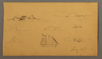 Rysunek, Szkice z Labradoru, prawdopodobnie 14 lipca 1859 r. autorstwa Frederic Edwin Church