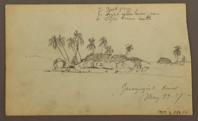 Rysunek, Niebo nad morzem; Verso: Brzeg Guayas w pobliżu Guayaquil, Ekwador, 29 maja 1857 r. autorstwa Frederic Edwin Church