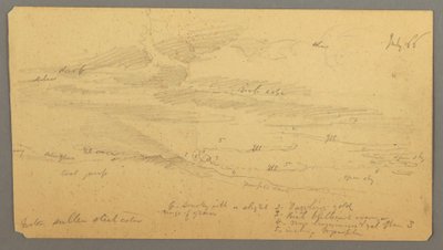 Rysunek, Studium nieba nad grzbietem, lipiec 1866 r. autorstwa Frederic Edwin Church