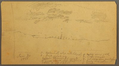 Rysunek, Studium nieba nad grzbietem, czerwiec 1882 r. autorstwa Frederic Edwin Church