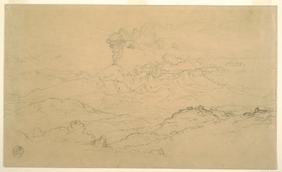 Rysunek, Dym unoszący się z wulkanu Cotopaxi, Ekwador, 1857 r. autorstwa Frederic Edwin Church