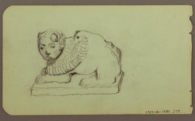Rysunek, Statua Lwa, Skiff; Verso: Statua Lwa, grudzień 1883 r. autorstwa Frederic Edwin Church