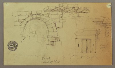 Rysunek, kamienny łuk, kamienna podstawa, 27 kwietnia 1868 r. autorstwa Frederic Edwin Church