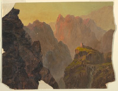 Rysunek, Studium z wyimaginowanego krajobrazu Ameryki Południowej", 1853-55 autorstwa Frederic Edwin Church