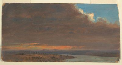 Rysunek, zachód słońca, dolina Hudson, Nowy Jork, 1870-80 autorstwa Frederic Edwin Church
