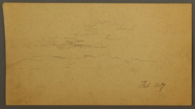 Rysunek, Zachód słońca za wzgórzami, luty 1867 r. autorstwa Frederic Edwin Church