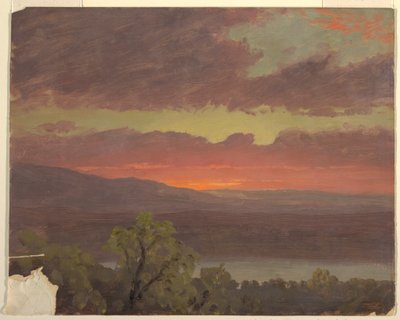 Rysunek, zachód słońca na Jamajce, Indie Zachodnie, 1865-66 autorstwa Frederic Edwin Church