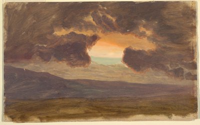 Rysunek, Zachód słońca nad nagimi wzgórzami, 1870-80 autorstwa Frederic Edwin Church