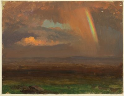 Rysunek, Zachód słońca nad rozległym krajobrazem, 1865 autorstwa Frederic Edwin Church