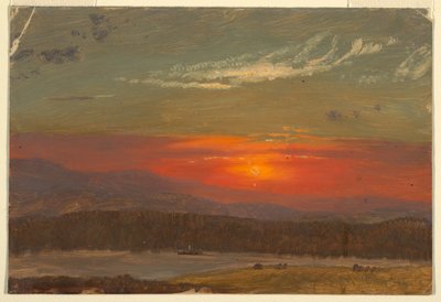 Rysunek, Zachód słońca nad Catskills, 1870-80 autorstwa Frederic Edwin Church