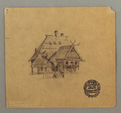 Rysunek, dom w stylu szwajcarskim, prawdopodobnie 1868 r. autorstwa Frederic Edwin Church
