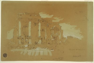 Rysunek, świątynia w Mismiyeh, Syria, 28 kwietnia 1868 r. autorstwa Frederic Edwin Church