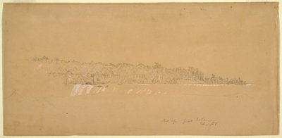Rysunek, Terrapin Rocks amp; wschodnia część Wyspy Koziej z brzegu Kanady, sierpień 1858 r. autorstwa Frederic Edwin Church