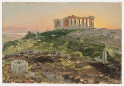 Rysunek przedstawiający Partenon od południowego wschodu, kwiecień 1869 r. autorstwa Frederic Edwin Church