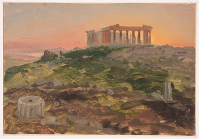 Rysunek przedstawiający Partenon od południowego wschodu, kwiecień 1869 r. autorstwa Frederic Edwin Church