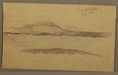 Rysunek, Burza z piorunami nad grzbietem, lipiec 1866 r. autorstwa Frederic Edwin Church