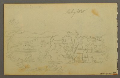 Rysunek, drzewa, krowa, 1844 r. autorstwa Frederic Edwin Church