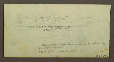 Rysunek, Dwie postacie i dwa wielbłądy przy ognisku, studium postaci i wielbłąda, prawdopodobnie 1868 r. autorstwa Frederic Edwin Church