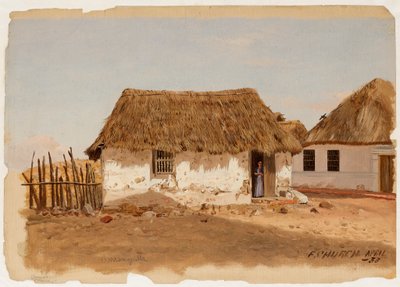 Rysunek przedstawiający dwa domy w Barranquilla, Kolumbia, kwiecień 1853 r. autorstwa Frederic Edwin Church