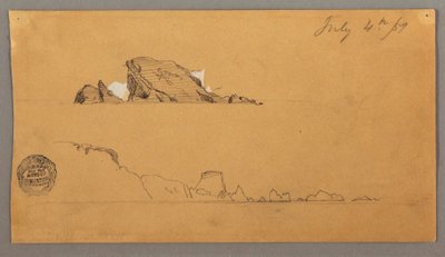 Rysunek przedstawiający dwie góry lodowe, 4 lipca 1859 r. autorstwa Frederic Edwin Church