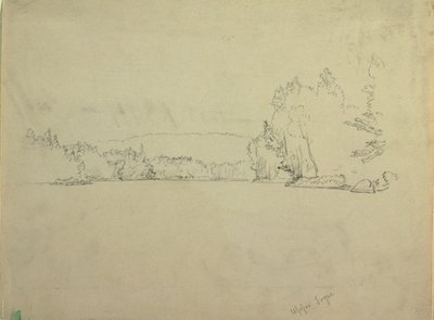 Rysunek, jezioro Upper Togue, ok. 1885 r. autorstwa Frederic Edwin Church