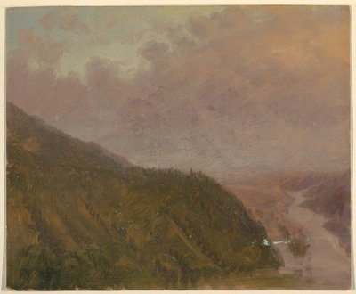 Rysunek, dolina ze szczytu wysokiego wzgórza (Europa), 1860-70 autorstwa Frederic Edwin Church