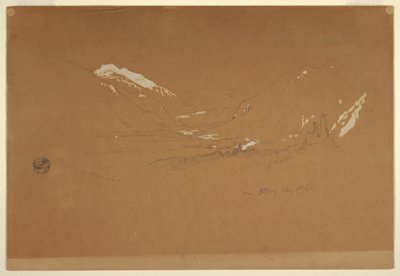 Rysunek, dolina "w pobliżu Golling", Austria, 5 sierpnia 1868 r. autorstwa Frederic Edwin Church