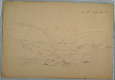 Rysunek, dolina w pobliżu Ibagué, Kolumbia, lipiec 1853 r. autorstwa Frederic Edwin Church