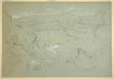 Rysunek, dolina El Yemen, 20 lutego 1868 r. autorstwa Frederic Edwin Church