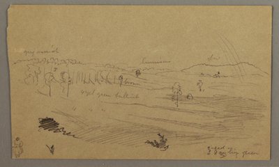 Rysunek, dolina, tęcza, prawdopodobnie 1865-66 autorstwa Frederic Edwin Church