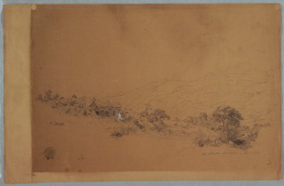 Rysunek, dolina z tartakiem McAllisters, Kolumbia, czerwiec 1853 r. autorstwa Frederic Edwin Church