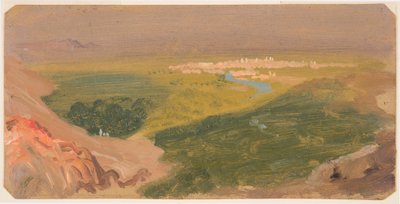 Rysunek, widok w kierunku Damaszku, Syria, 24 kwietnia - 16 maja 1868 r. autorstwa Frederic Edwin Church
