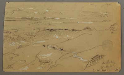 Rysunek, widok na Wady el-Arabah, 20 lutego 1868 r. autorstwa Frederic Edwin Church