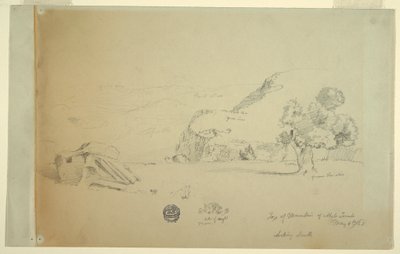 Rysunek, widok ze wzgórza na zachód od suk wadi, 4 maja 1868 r. autorstwa Frederic Edwin Church