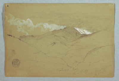 Rysunek, widok od wschodu na górę Chimborazo, Ekwador, 3 czerwca 1857 r. autorstwa Frederic Edwin Church