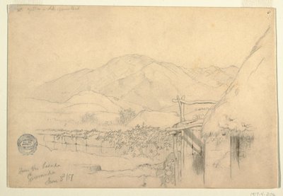 Rysunek, widok z gospody w Guaranda, Ekwador, 3 czerwca 1857 r. autorstwa Frederic Edwin Church